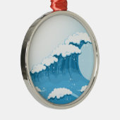 Surf met blauwe golven en oceaan metalen ornament (Rechts)