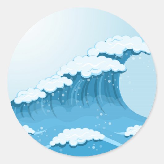 Surf met blauwe golven en oceaan ronde sticker (Voorkant)