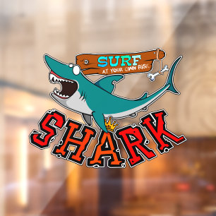Surf met de haai raamsticker