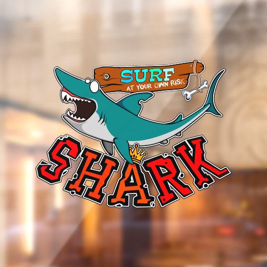 Surf met de haai raamsticker (Vel 2)