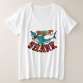 Surf met haai grote maat t-shirt (Design voorkant)