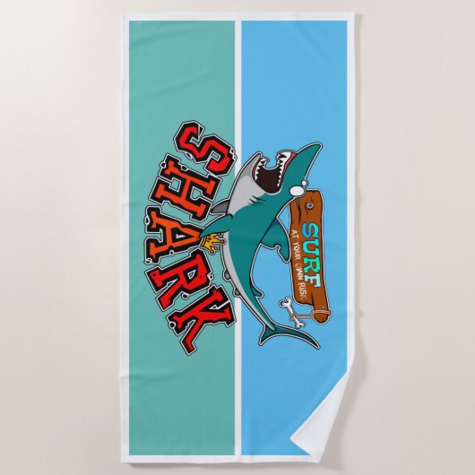 Surf met haai strandlaken (Voorkant)