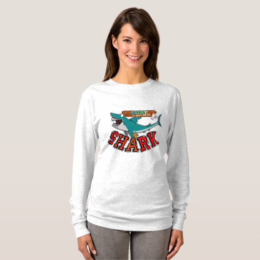 Surf met haai t-shirt (Voorkant volledig)