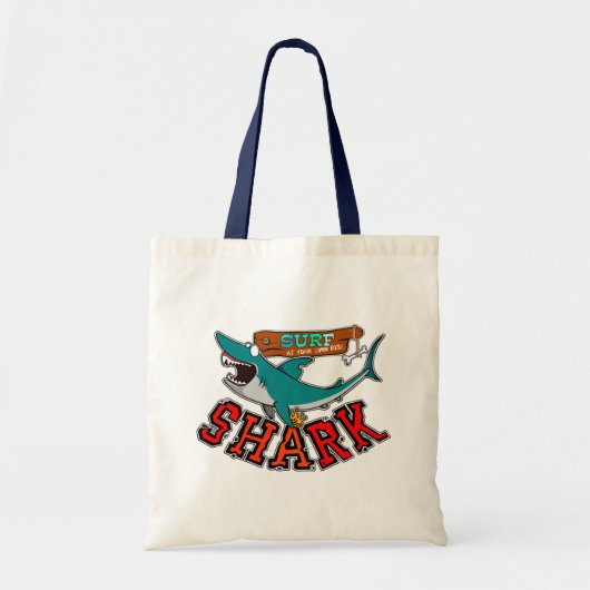 Surf met haai tote bag (Voorkant)