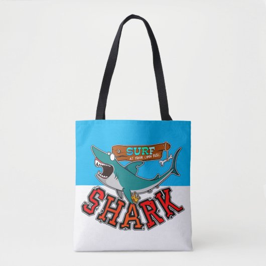 Surf met haai tote bag (Voorkant)