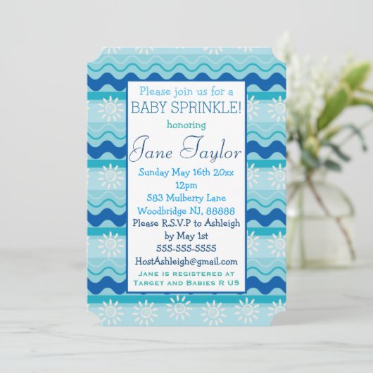 Surf 'N Sun Baby Sprinkle Kaart (Staand voorkant)