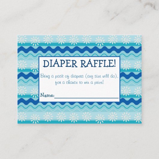 Surf 'n Sun Diaper Raffle Tickets Informatiekaartje (Voorkant)