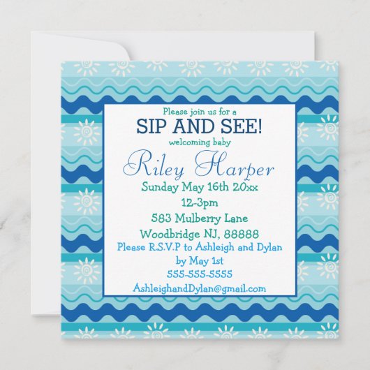 Surf 'N Sun Nautical Baby Sip and See Kaart (Voorkant)