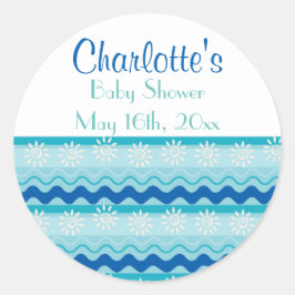 Surf 'N Sun Nautisch Baby shower Ronde Sticker