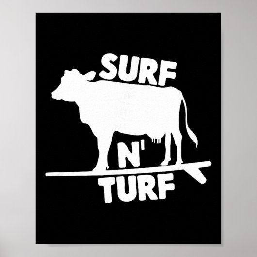 Surf N' Turf Koe Surfing Poster (Voorkant)