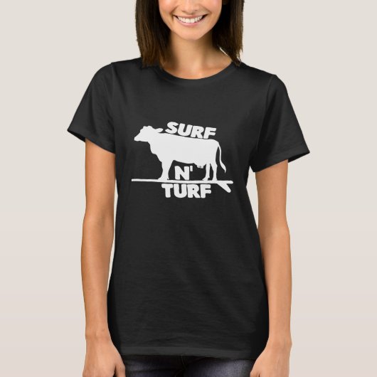 Surf N Turf Koe Surfing T-shirt (Voorkant)