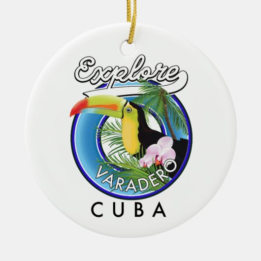 Surf naar Varadero Cuba op logo Keramisch Ornament (Voorkant)