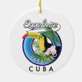 Surf naar Varadero Cuba op logo Keramisch Ornament (Achterkant)