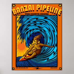 SURF NORTH SHORE HAWAII OAHU POSTER