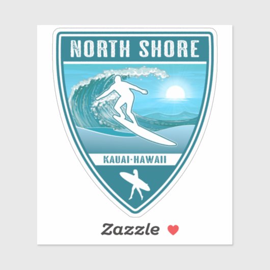 Surf North Shore Kauai Hawaii Sticker (Vel)