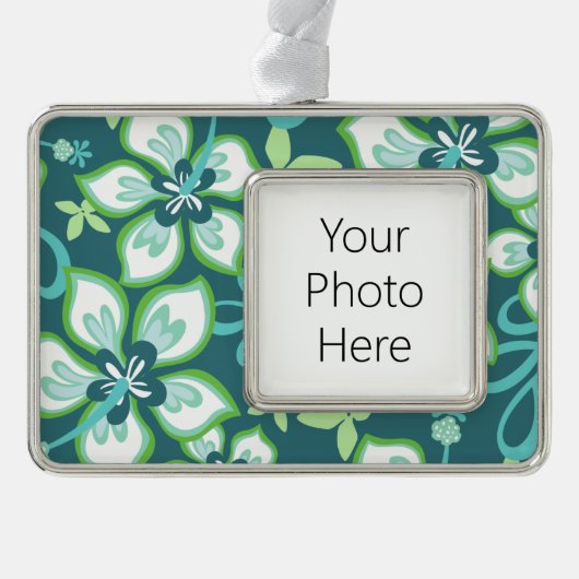 SURF oerwoud (BLAUWGROEN COMBO) Verzilverd Omlijst Ornament (Voorkant)