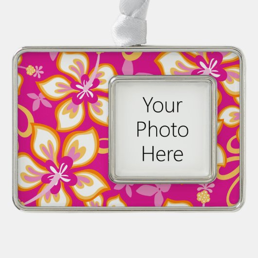 SURF oerwoud (PINK COMBO) Verzilverd Omlijst Ornament (Voorkant)