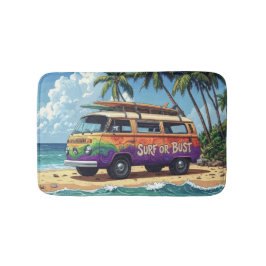 Surf Of Bust Groovy Retro Hippie Surfer Strand Bus Badmat