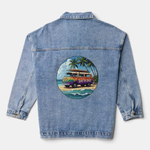 Surf Of Bust Groovy Retro Hippie Surfer Strand Bus Denim Jacket