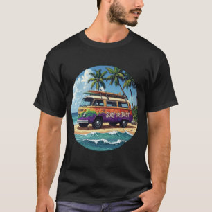Surf Of Bust Groovy Retro Hippie Surfer Strand Bus T-shirt