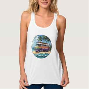 Surf Of Bust Groovy Retro Hippie Surfer Strand Bus Tanktop