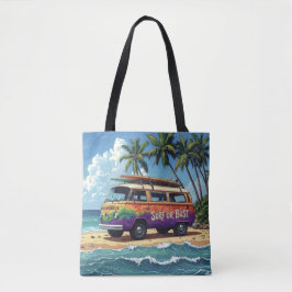 Surf of Bust Groovy Retro Hippie Surfer Strand Bus Tote Bag