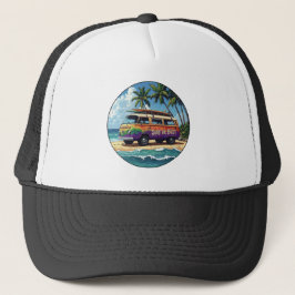 Surf Of Bust Groovy Retro Hippie Surfer Strand Bus Trucker Pet