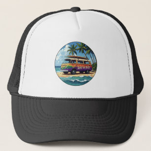 Surf Of Bust Groovy Retro Hippie Surfer Strand Bus Trucker Pet