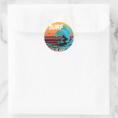 Surf om te leven ronde sticker (Tas)
