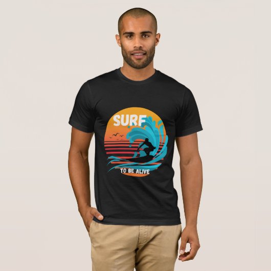 Surf om te leven t-shirt (Voorkant volledig)