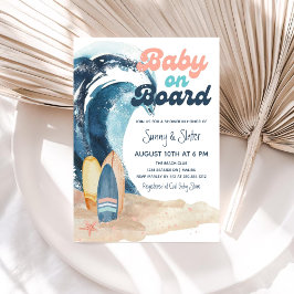 Surf omhoog | Baby Aan boord van het Baby shower v Kaart