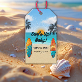 Surf omhoog Baby - Baby shower Cadeaulabel