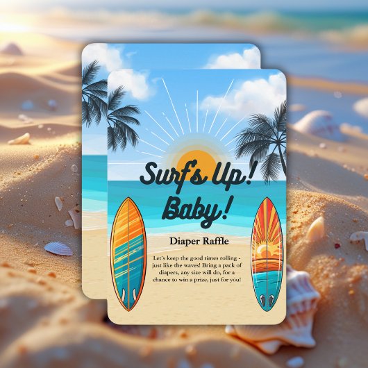 Surf omhoog Baby - Baby shower Informatiekaartje