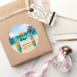 Surf omhoog Baby - Baby shower Ronde Sticker