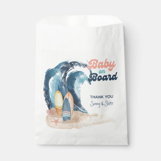 Surf omhoog | Beach Baby on board Baby shower Bedankzakje (Voorkant)