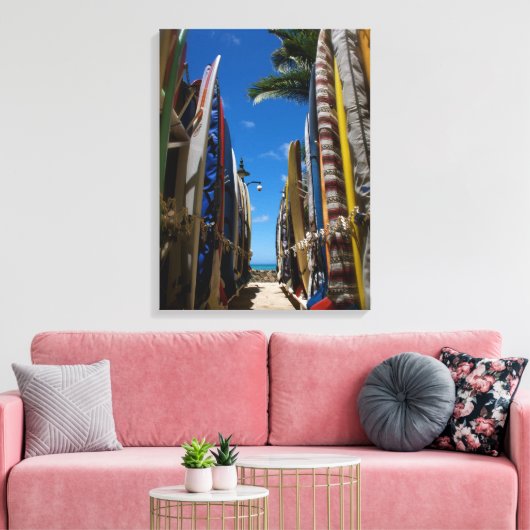 Surf omhoog canvas afdruk (Insitu (Woonkamer))