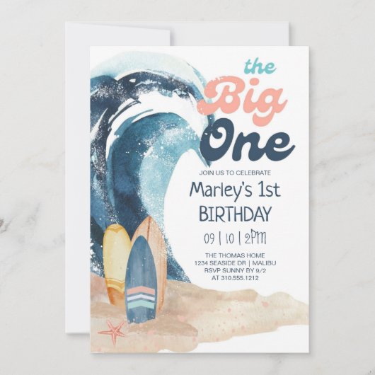 Surf omhoog | De grote Baby eerste verjaardag van  Kaart (Voorkant)