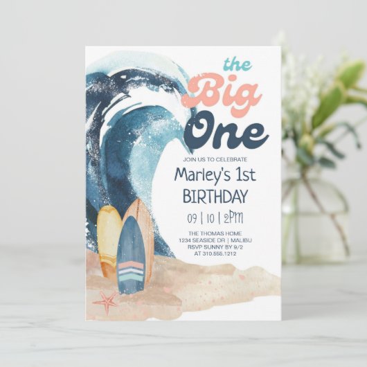 Surf omhoog | De grote Baby eerste verjaardag van  Kaart (Staand voorkant)