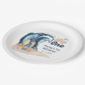 Surf omhoog | De grote Baby eerste verjaardag van  Papieren Bordje (Gekanteld)