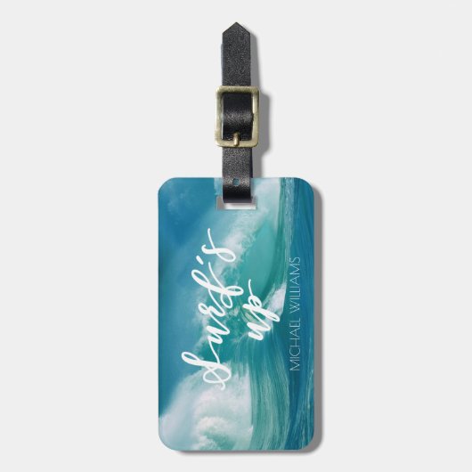 Surf omhoog | Fun Typografie & Quote Bagagelabel (Voorkant verticaal)