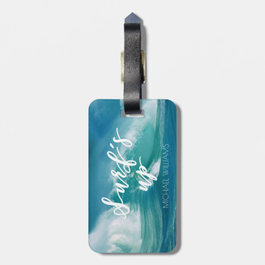 Surf omhoog | Fun Typografie & Quote Bagagelabel (Achterkant verticaal)