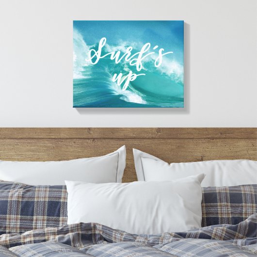 Surf omhoog | Fun Typografie & Quote Canvas Afdruk (Insitu (Slaapkamer))