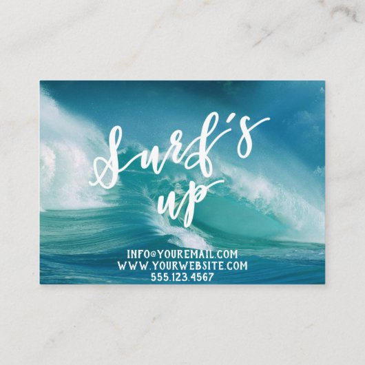 Surf omhoog | Fun Typography & Quote Surf Instruct Visitekaartje (Achterkant)