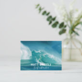 Surf omhoog | Fun Typography & Quote Surf Instruct Visitekaartje (Staand voorkant)