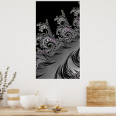 Surf omhoog! Gunmetal Grey Fractal Abstact Art Poster (Keuken)