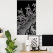 Surf omhoog! Gunmetal Grey Fractal Abstact Art Poster (Thuiskantoor)