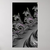 Surf omhoog! Gunmetal Grey Fractal Abstact Art Poster (Voorkant)