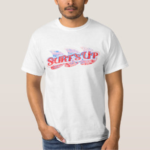 Surf omhoog mannen rood & blauw surfshirt t-shirt