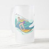 Surf omhoog - matglas bierpul (Voorkant links)