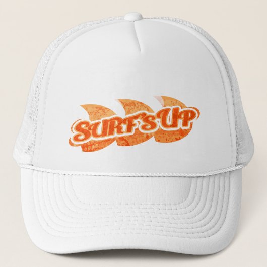 "Surf omhoog" oranje golf op wit pet (Voorkant)
